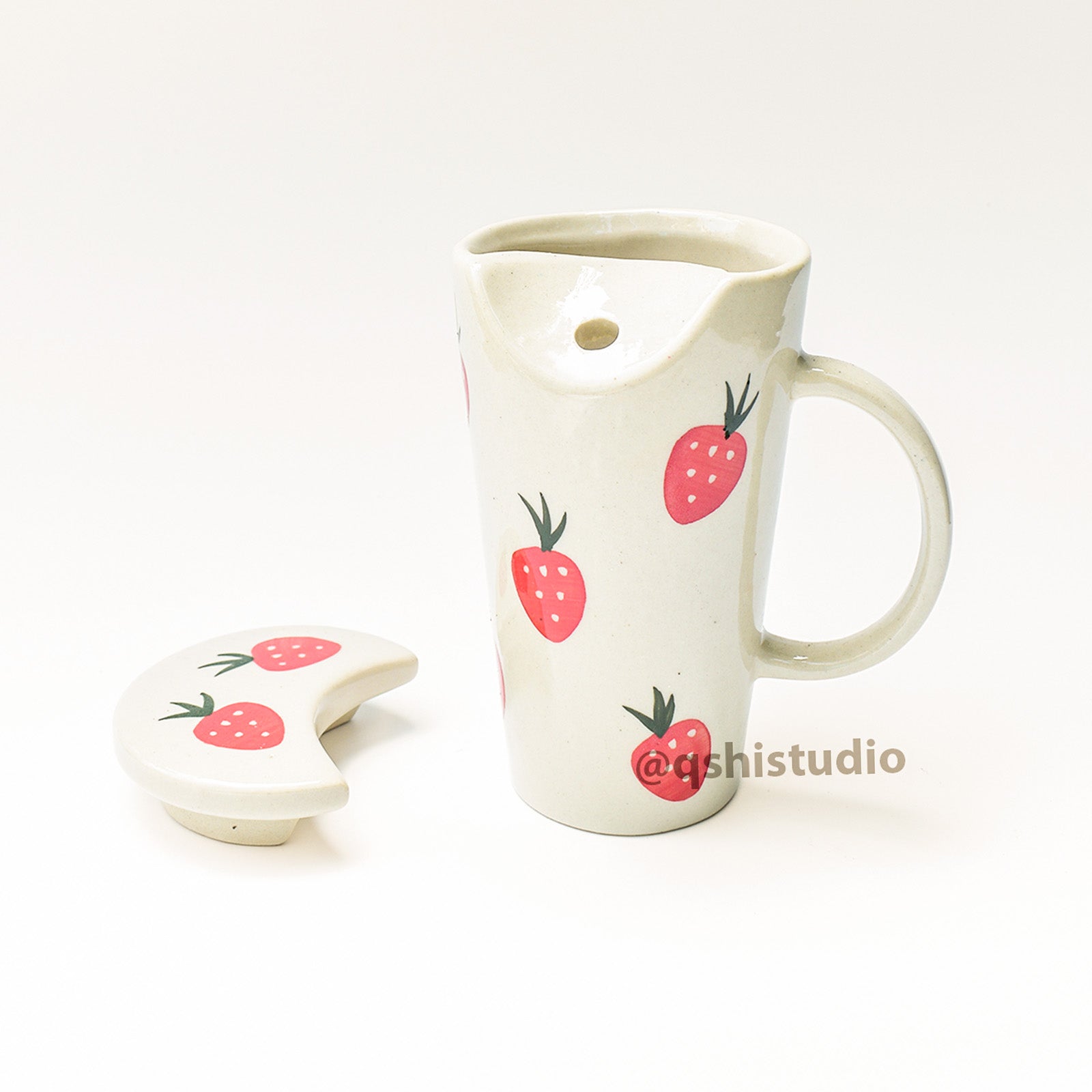 Ceramic Tumbler With Straw - Strawberry