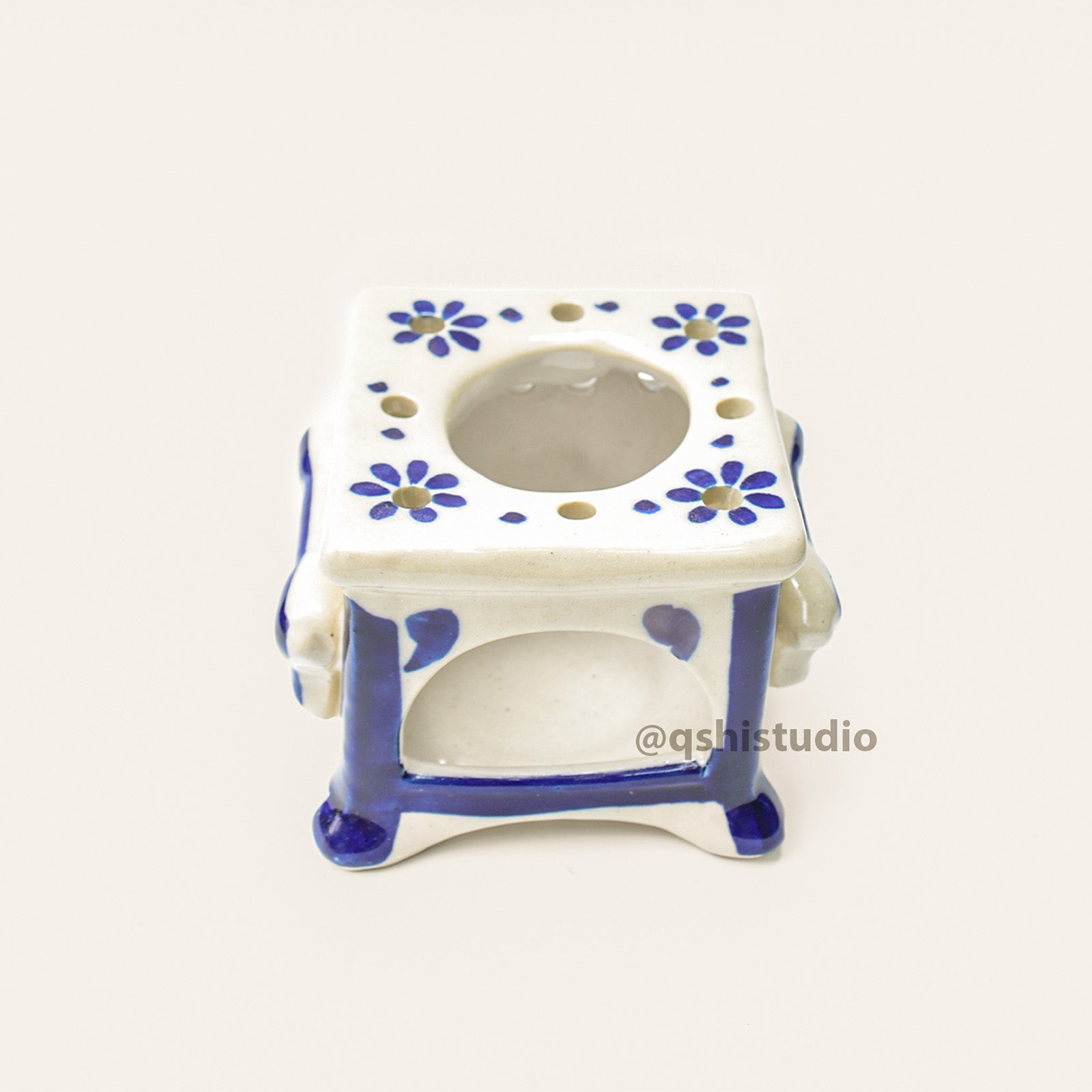 Ceramic Blue Tea-Kettle Aromatherapy Burner