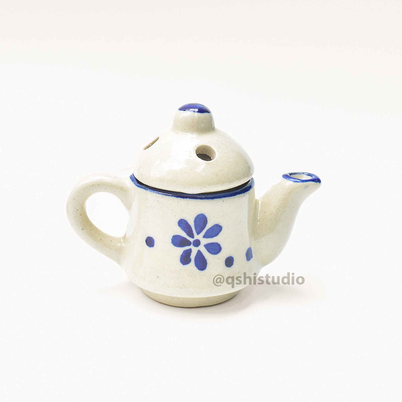 Ceramic Blue Tea-Kettle Aromatherapy Burner