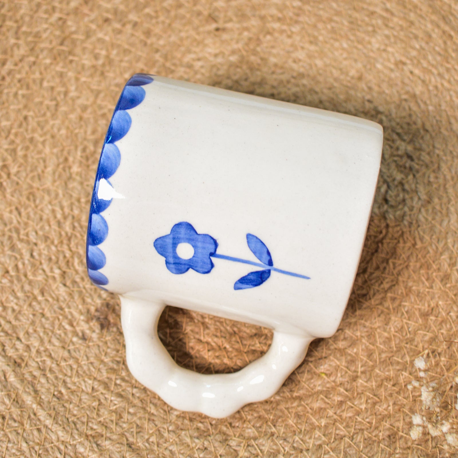 Ceramic Coffee mug - Blue Scallop Flower