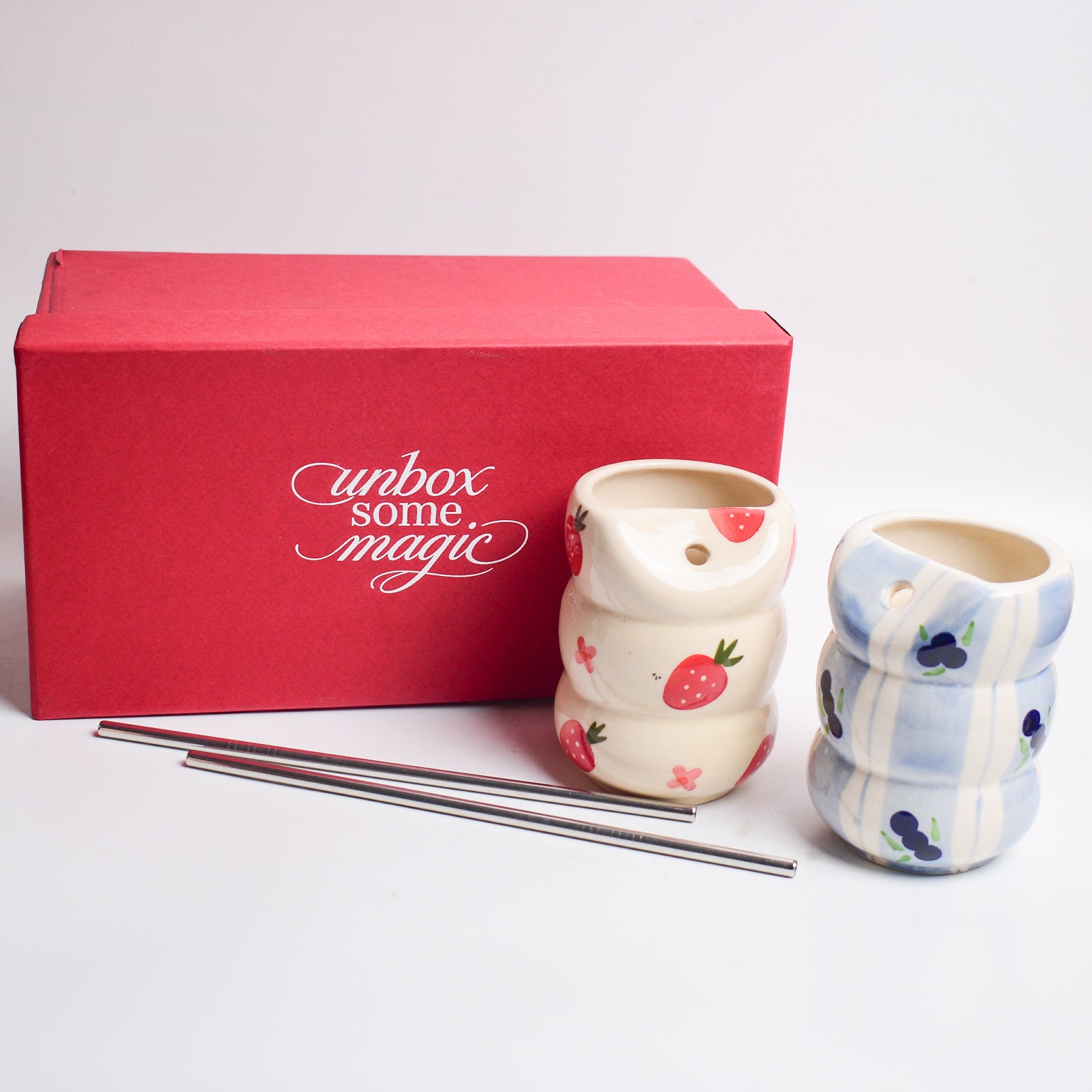 Strawberry & Blueberry Ceramic Tumbler Gift Set