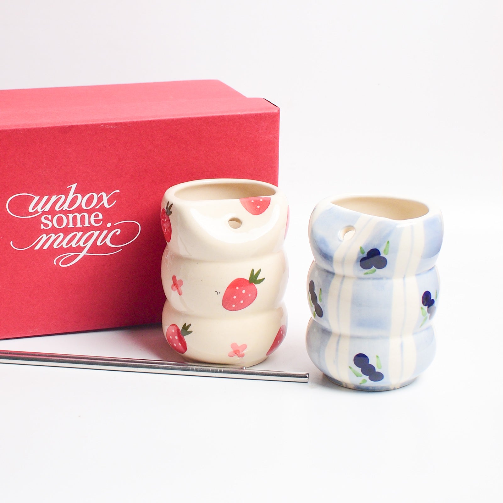 Strawberry & Blueberry Ceramic Tumbler Gift Set