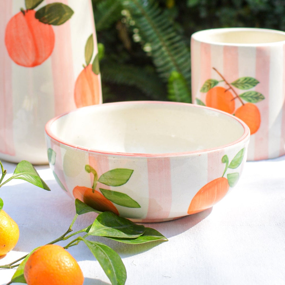 Serving Bowl - Pink Orange Stripe (5 inches)