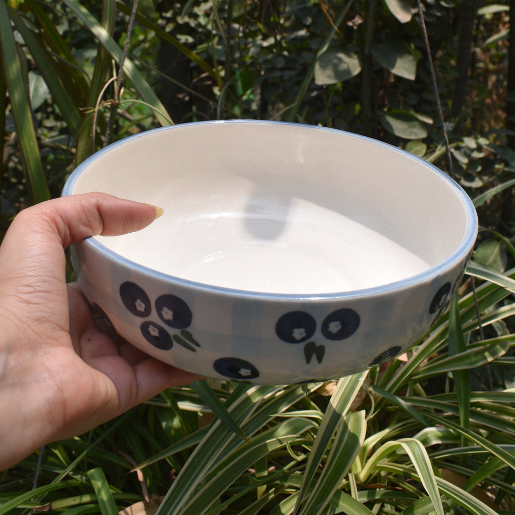 Serving Bowl - Blueberry Checks  (8 inches)
