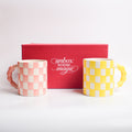 Pink & Yellow Checked Coffee Gift Set