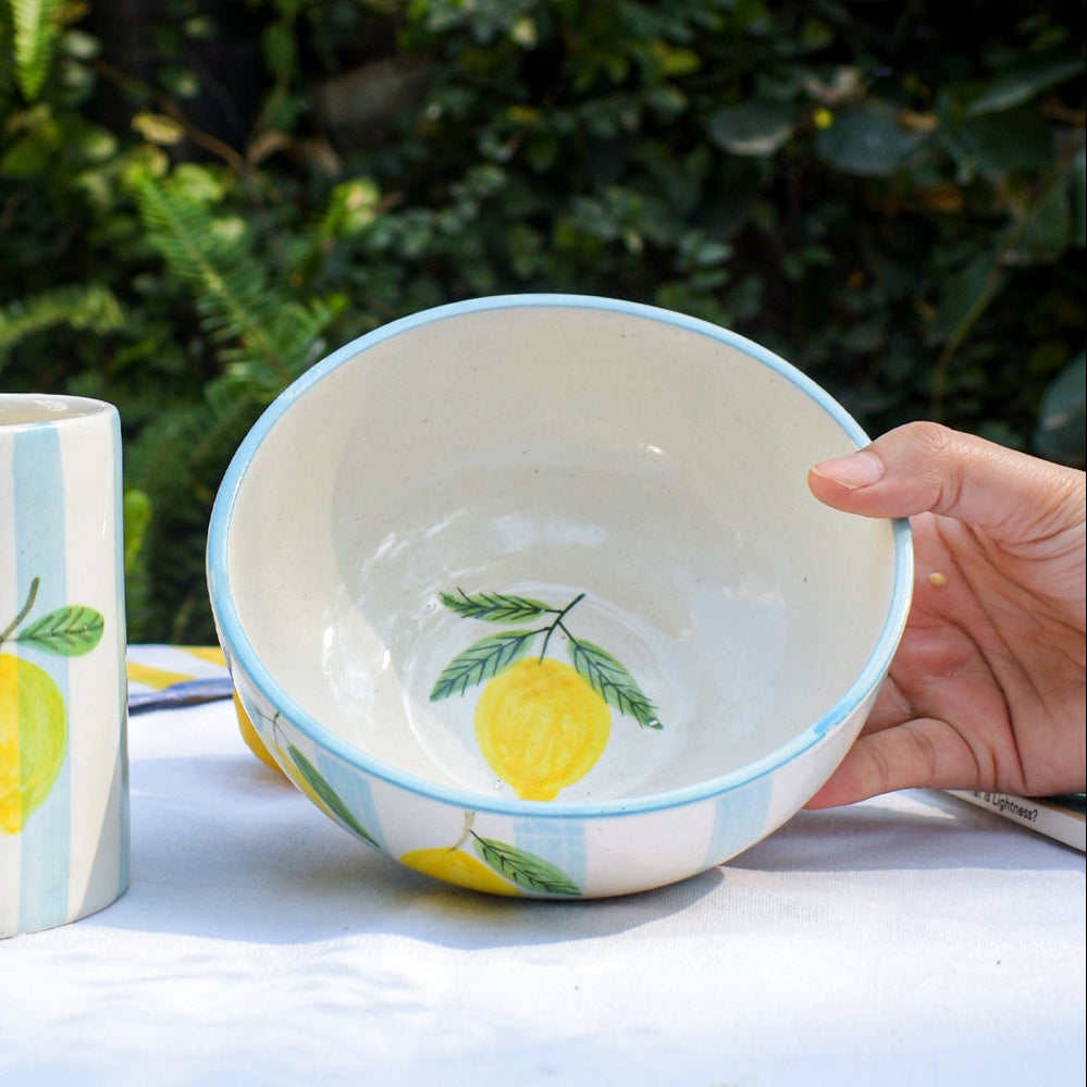 Snack Bowl - Blue Lemon Stripe (5 inch)