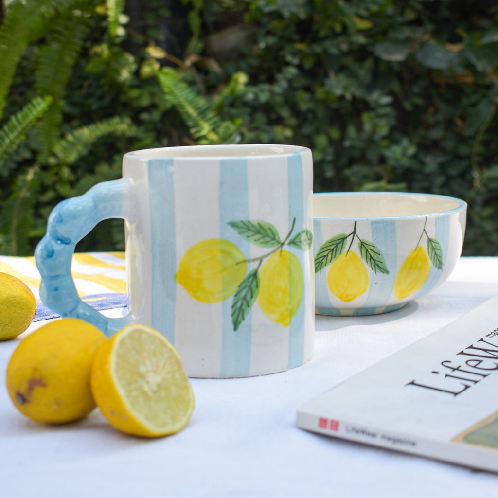 Coffee mug - Blue Striped Lemon