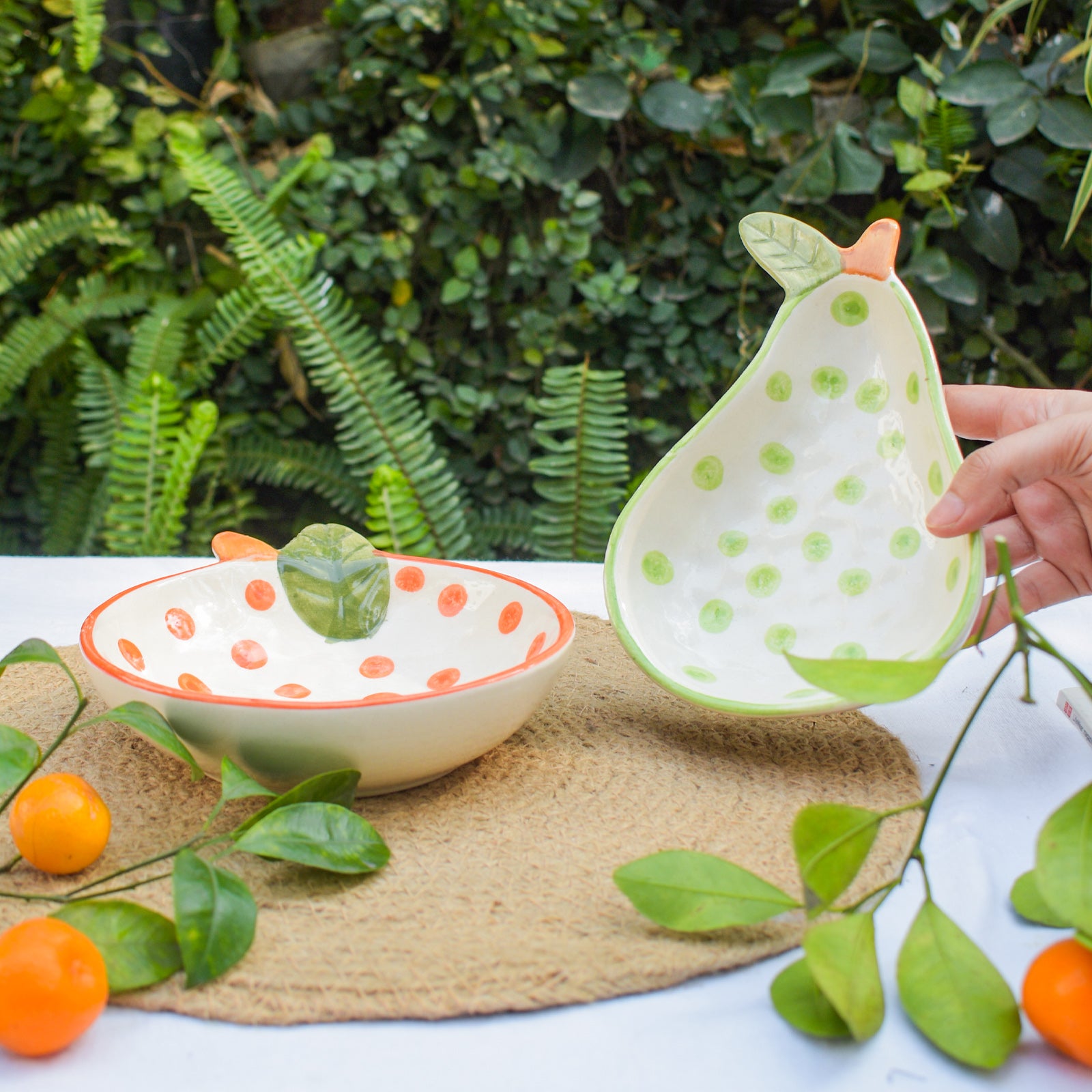 Adorable Handmade Bowl - Orange Polka