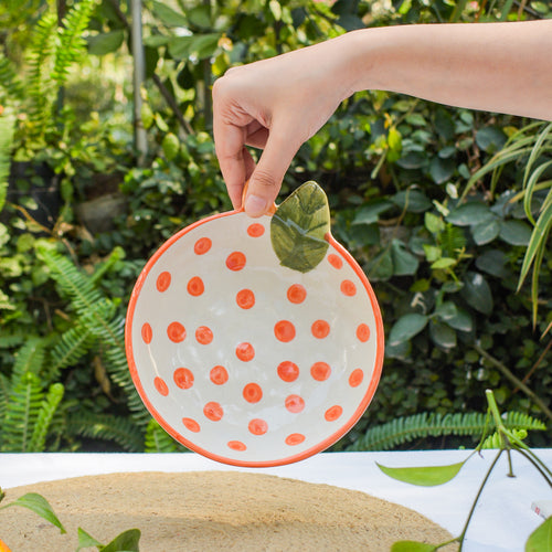 Adorable Handmade Bowl - Orange Polka