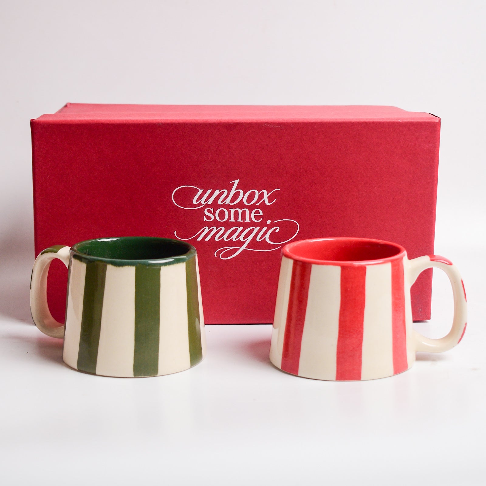 Red & Green Stripe Mug Gift Box