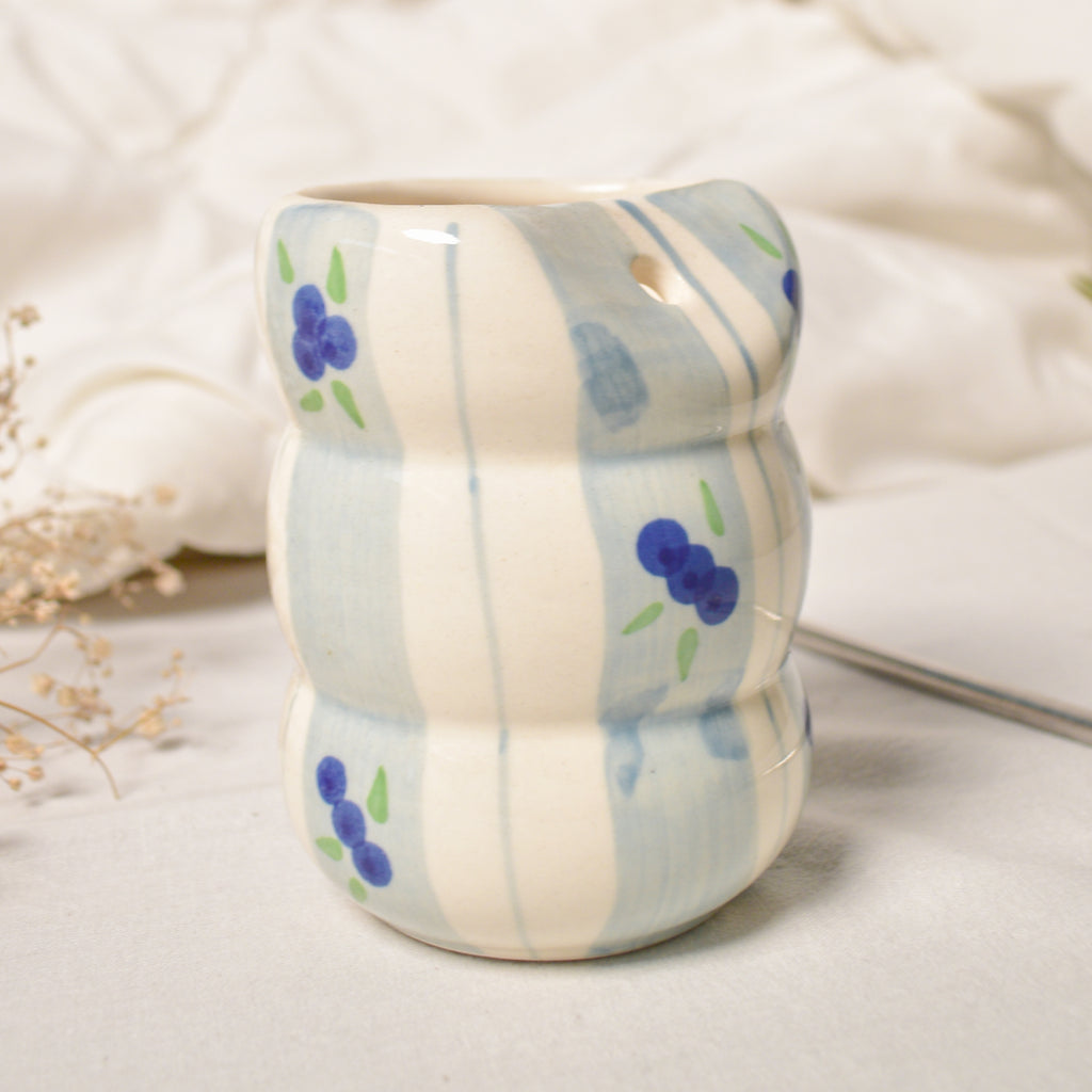 Ceramic Tumbler With Straw - Blueberry