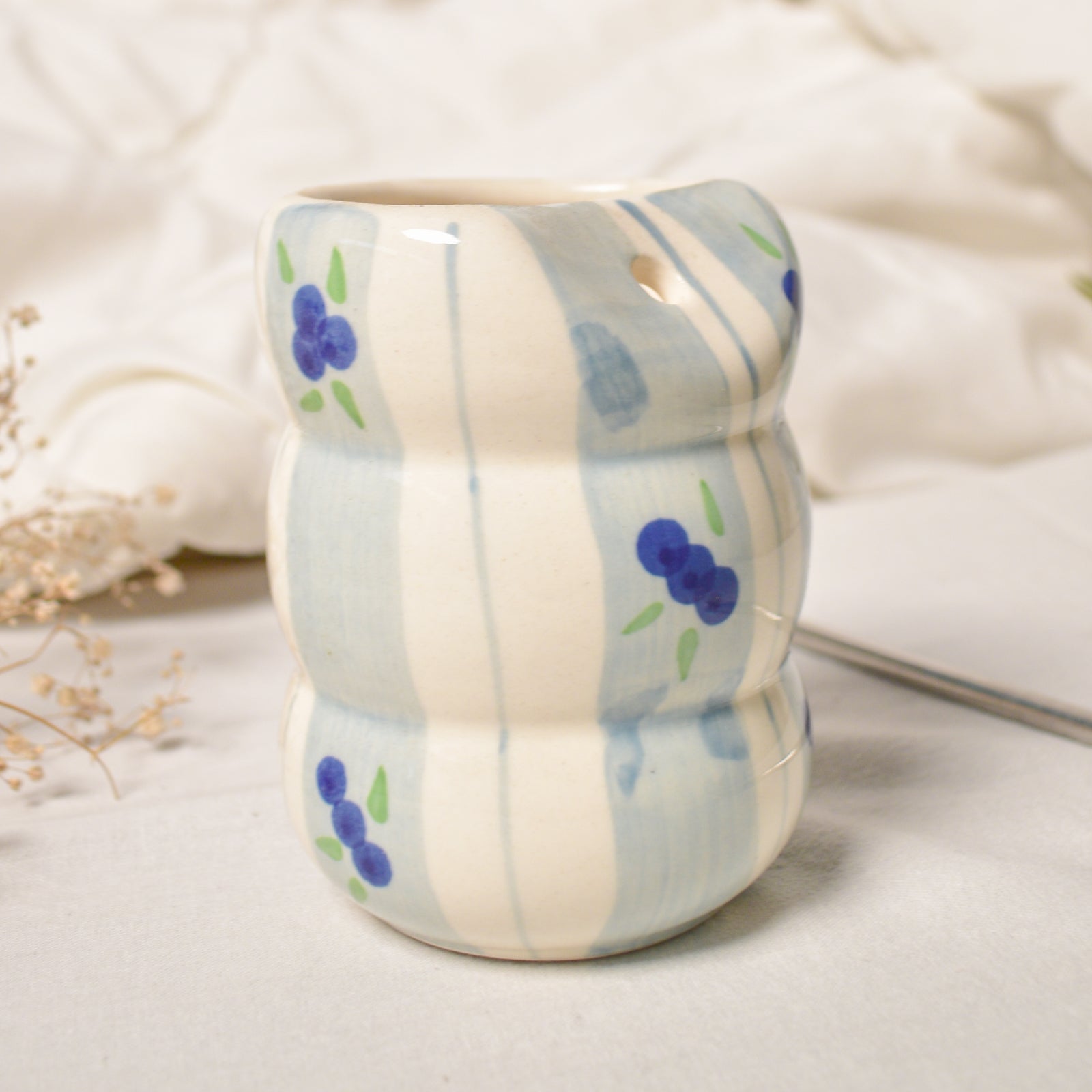 Ceramic Tumbler With Straw - Blueberry