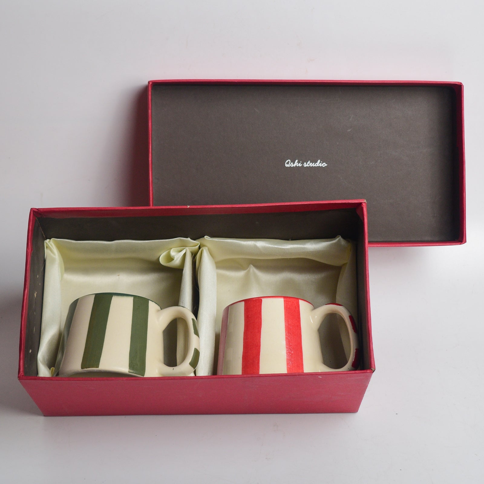 Red & Green Stripe Mug Gift Box