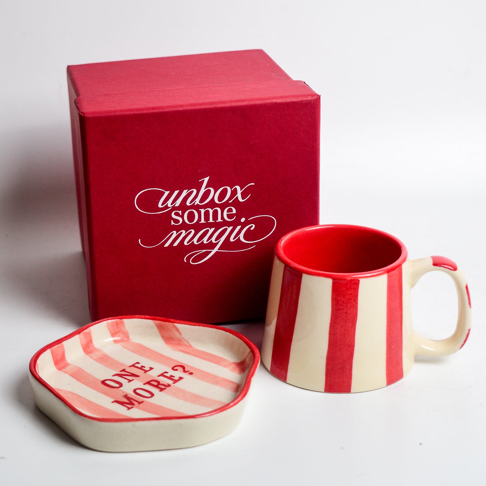 Red Stripe Mug & Coaster Gift Box