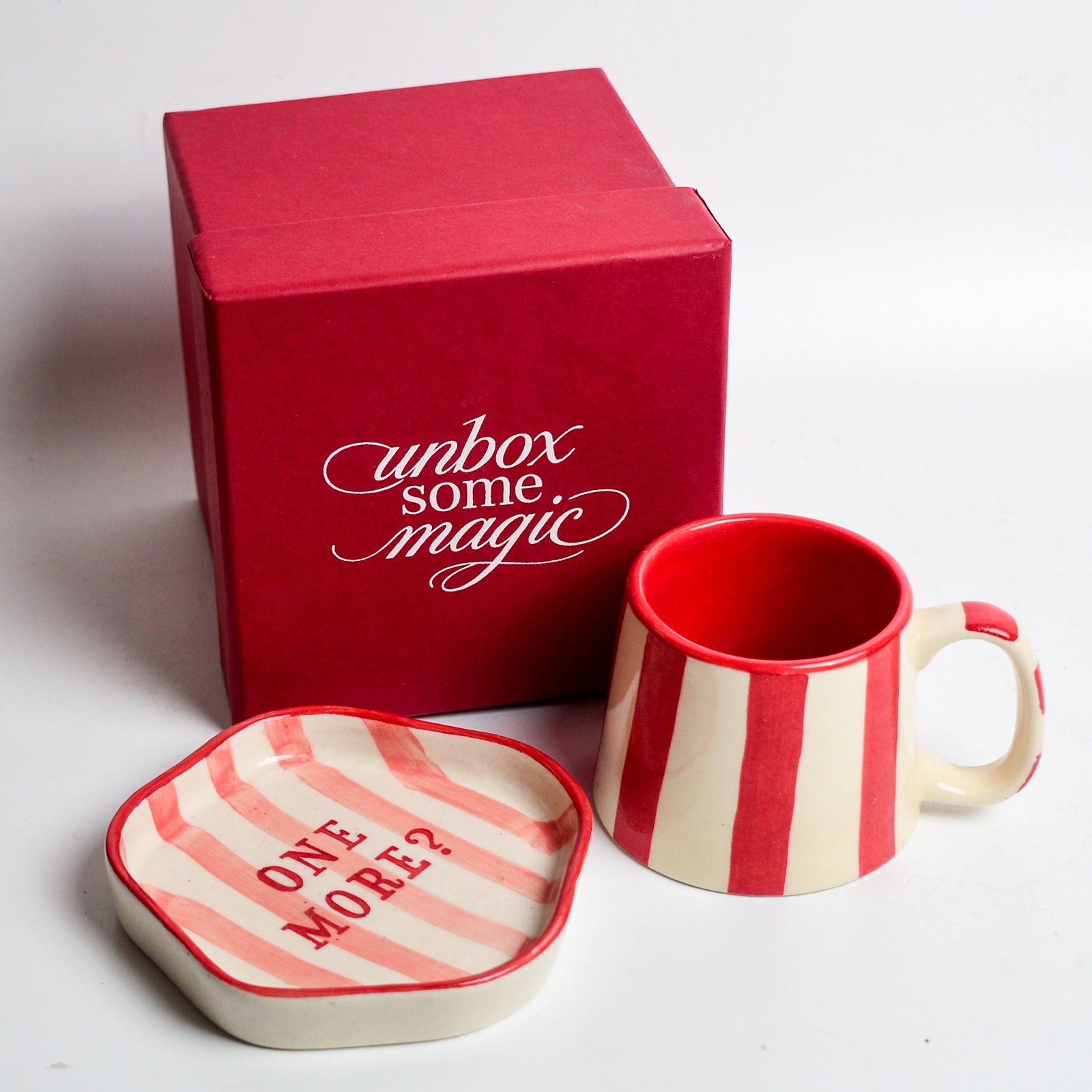 Red Stripe Mug & Coaster Gift Box