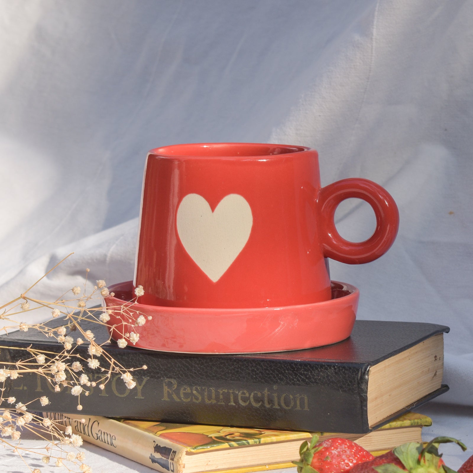 Coffee Cup & Coaster Set - Big Red Heart