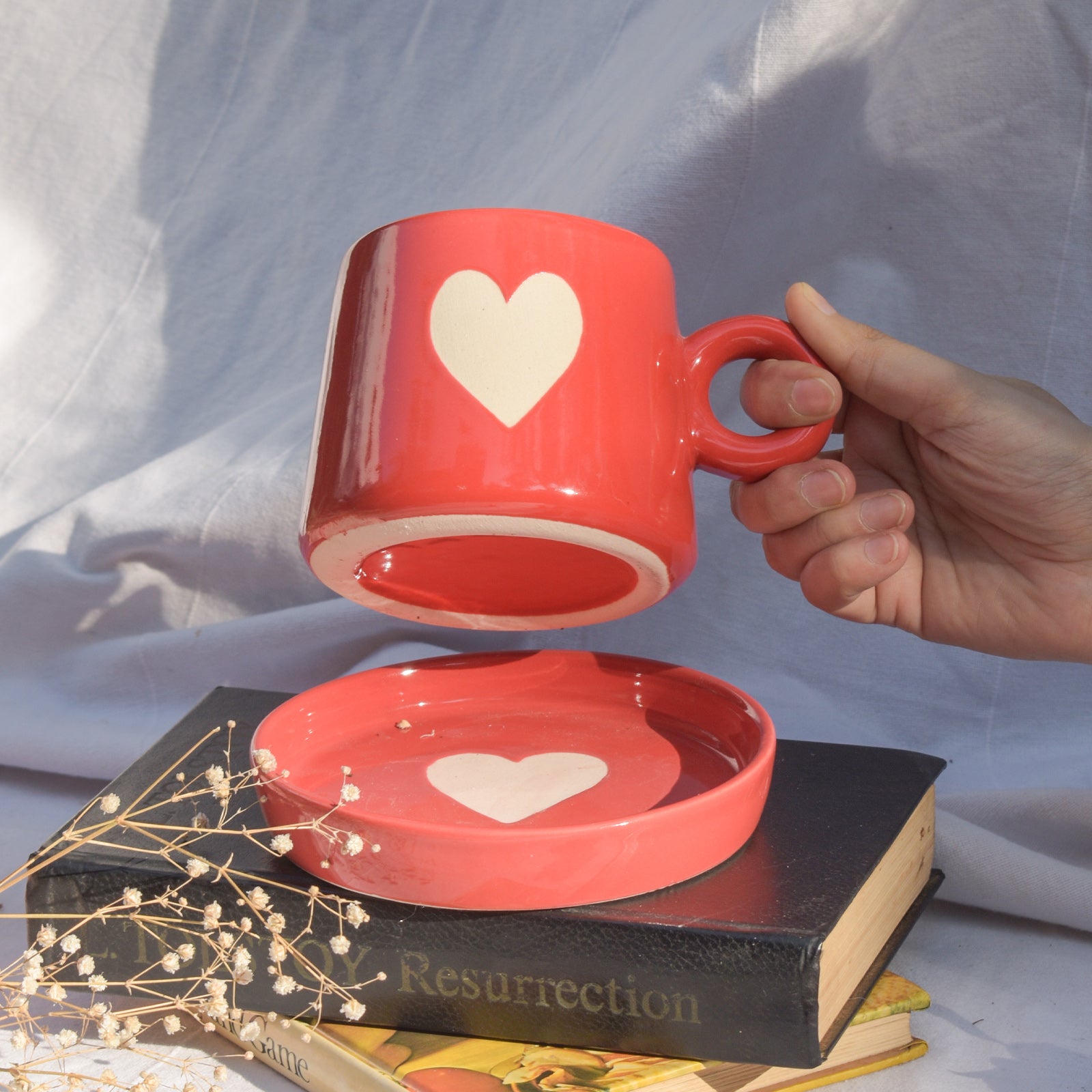 Coffee Cup & Coaster Set - Big Red Heart
