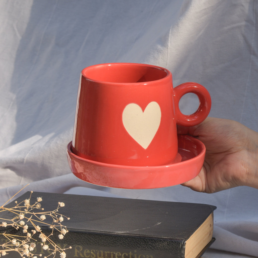Big Red Heart Mug & Coaster Gift Set