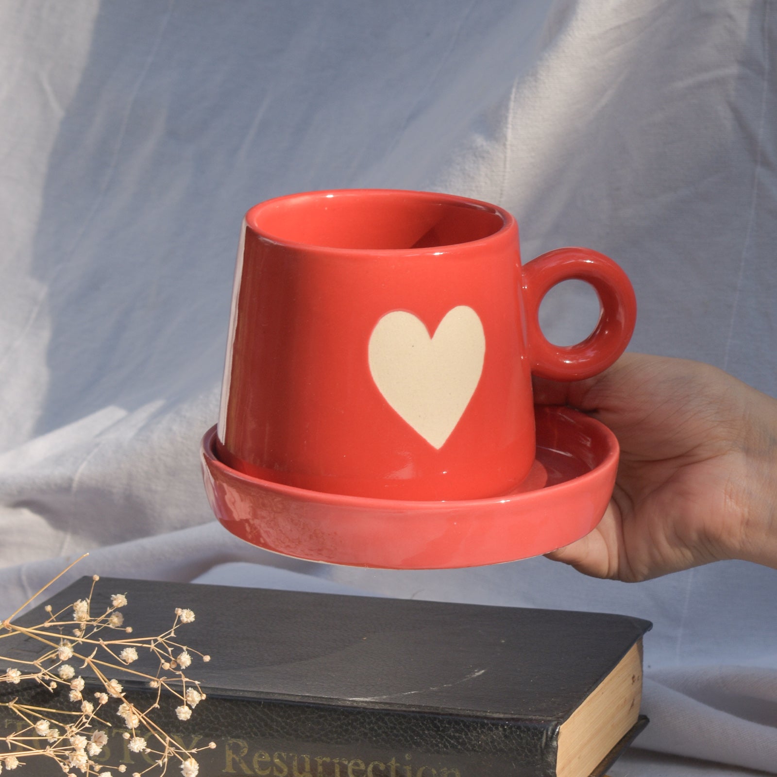 Coffee Cup & Coaster Set - Big Red Heart