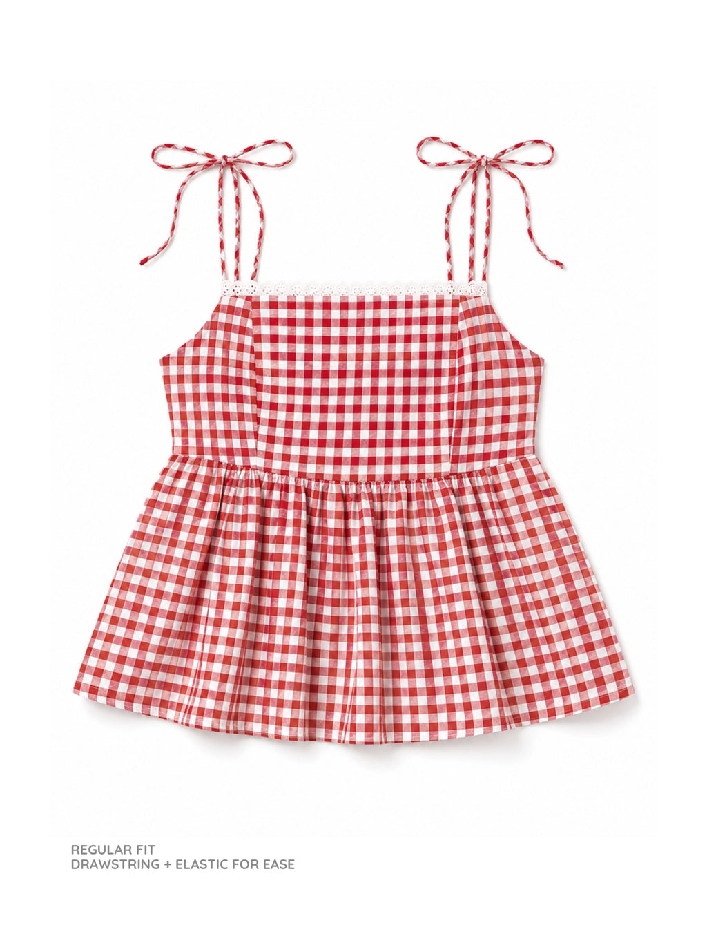 Gingham Lace Sunday Top
