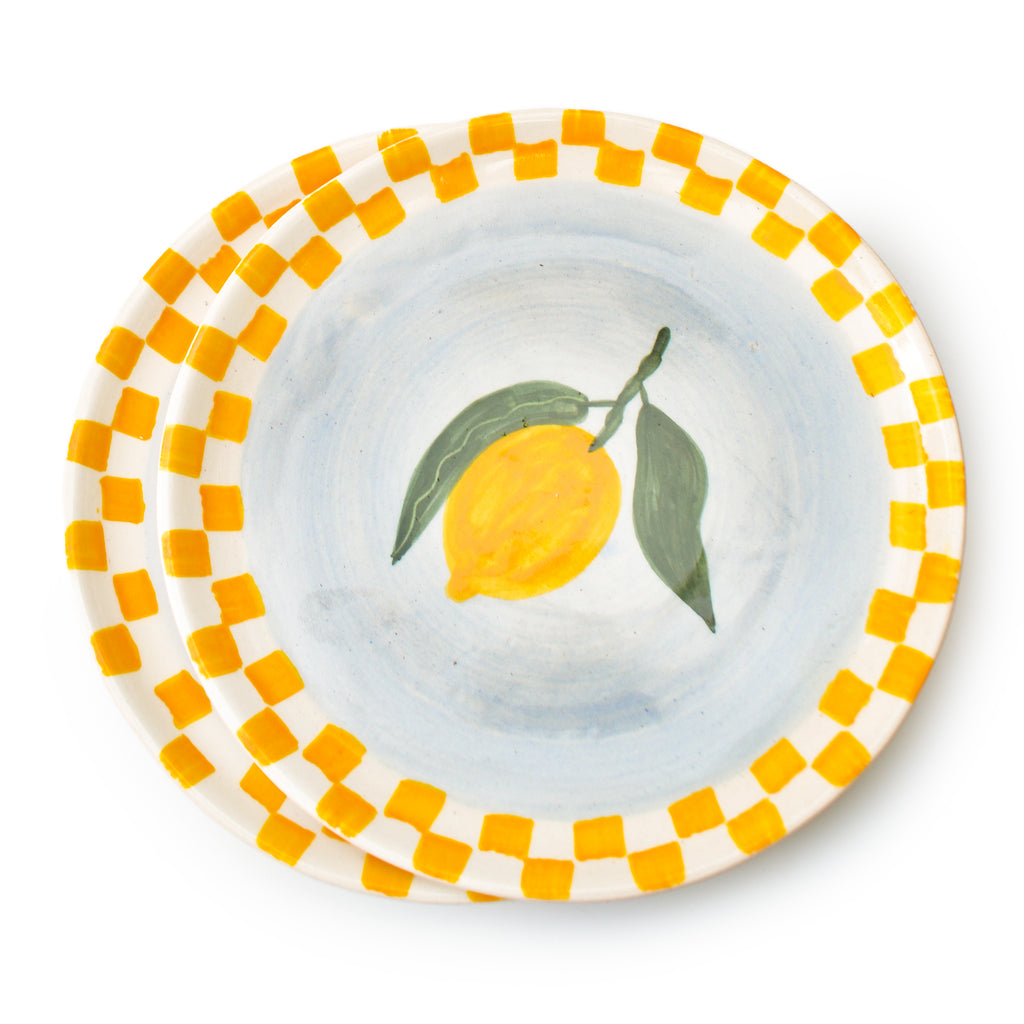 Cute Dessert Plate -  Lemon checks