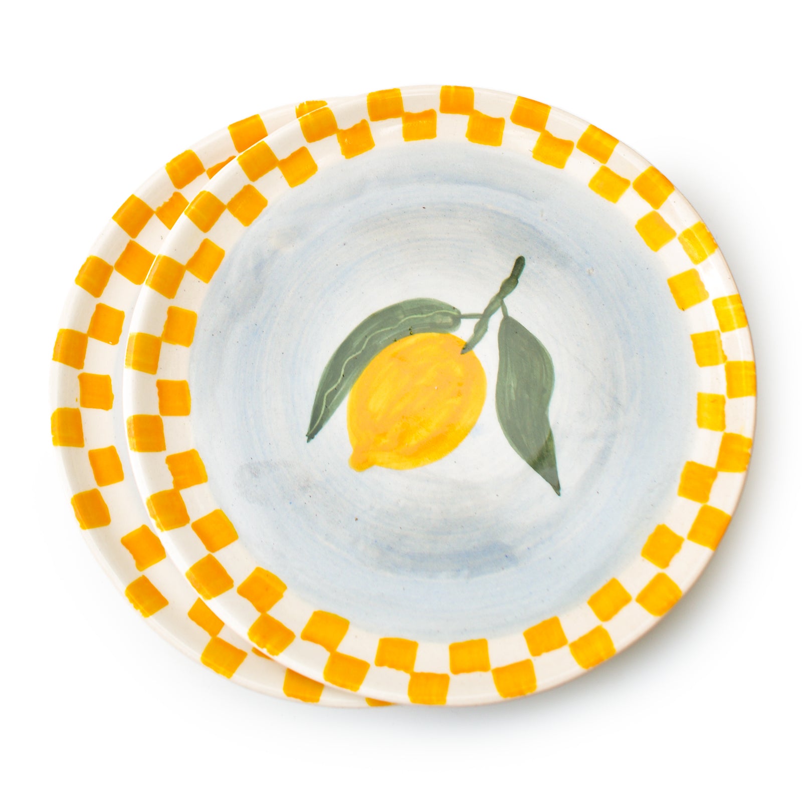 Cute Dessert Plate -  Lemon checks