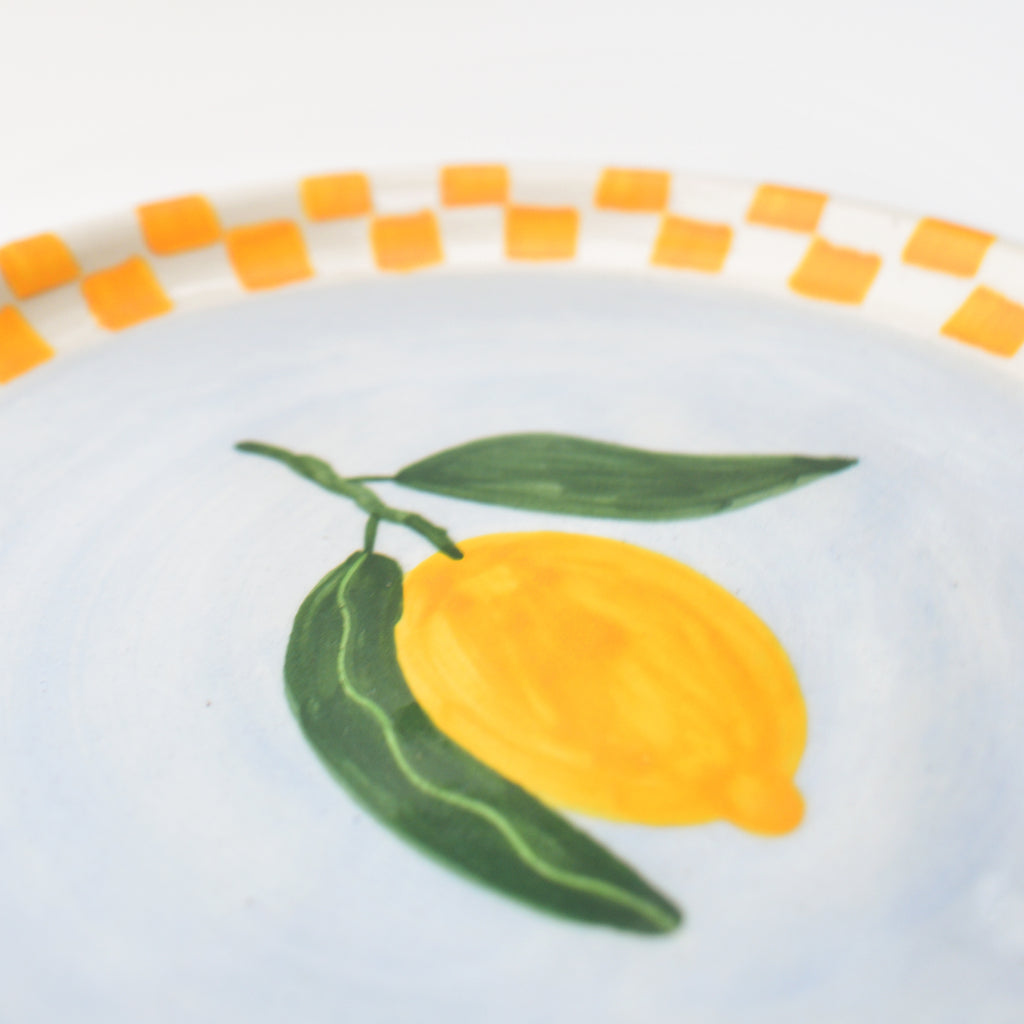 Cute Dessert Plate -  Lemon checks