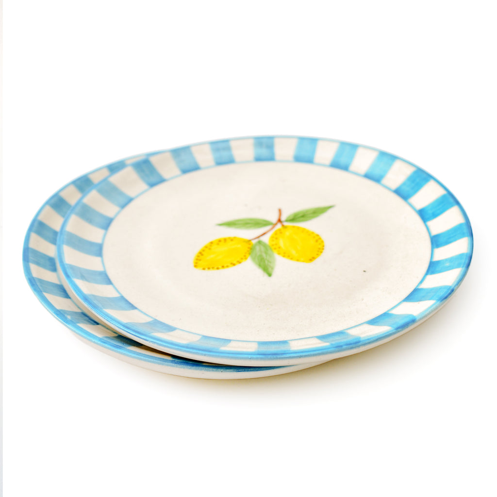 Cute Dessert Plate -  Lemon stripes