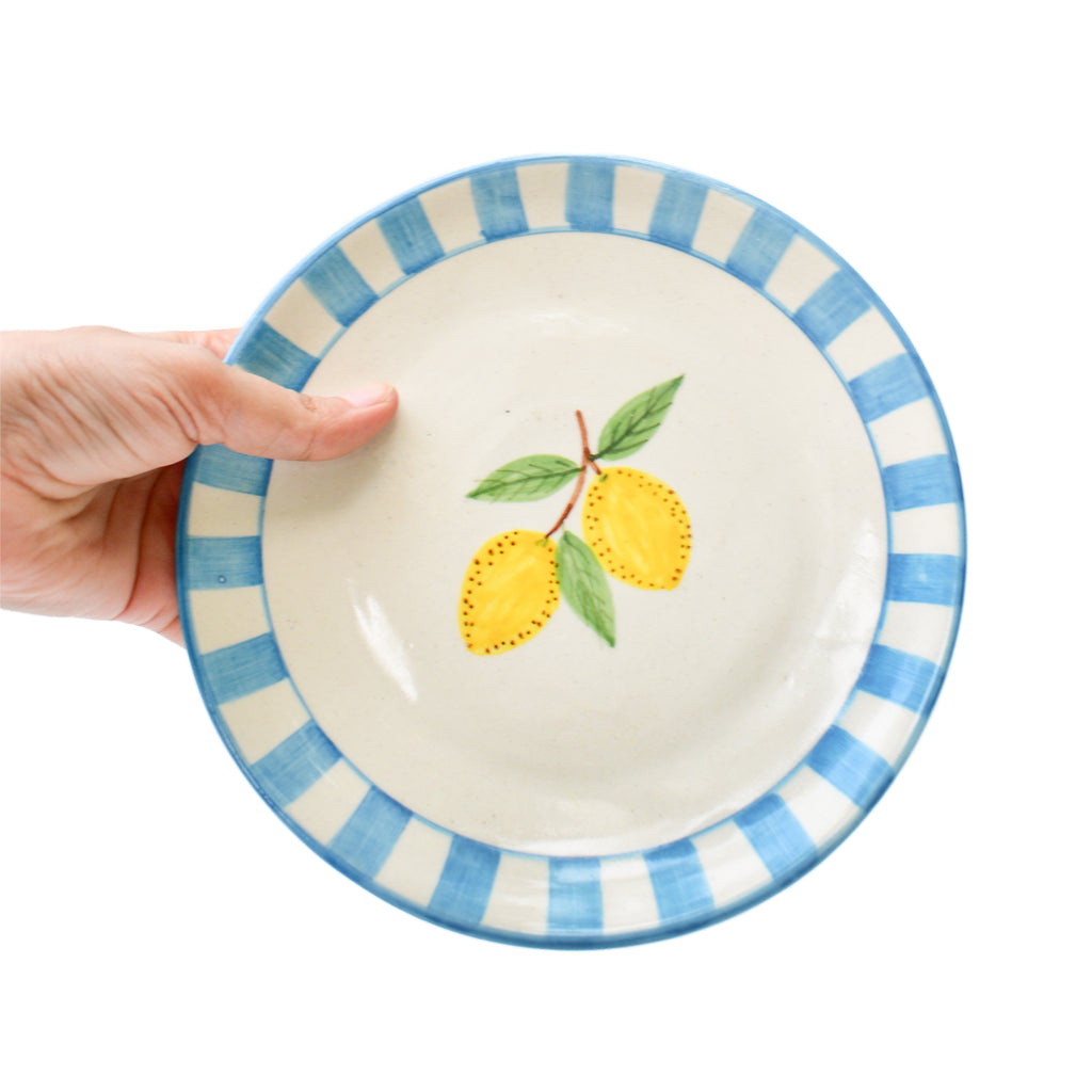 Cute Dessert Plate -  Lemon stripes