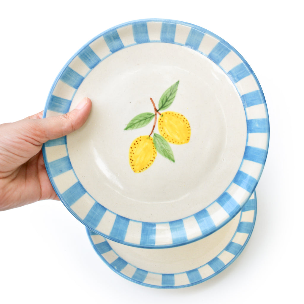 Cute Dessert Plate -  Lemon stripes