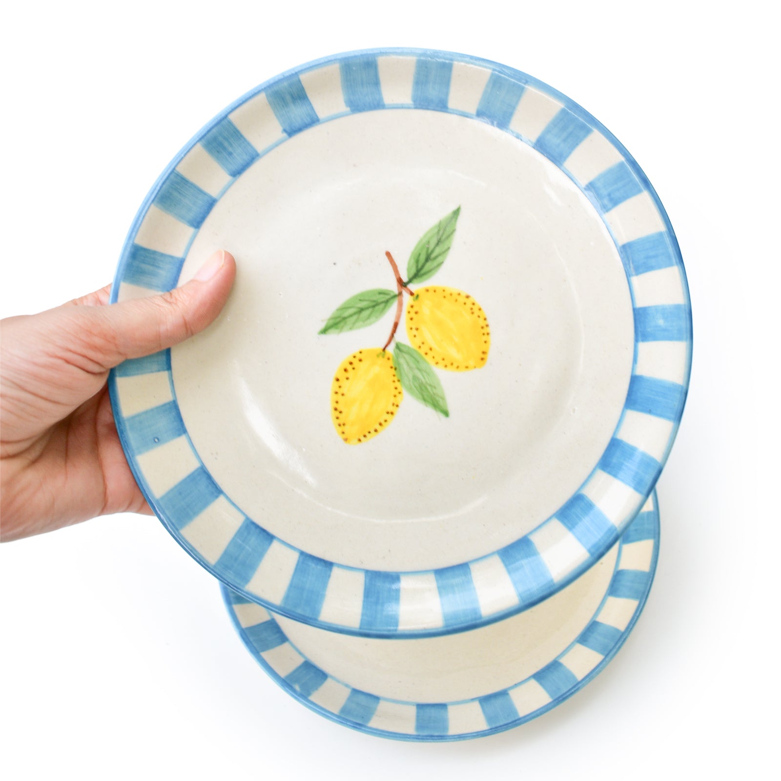 Cute Dessert Plate -  Lemon stripes