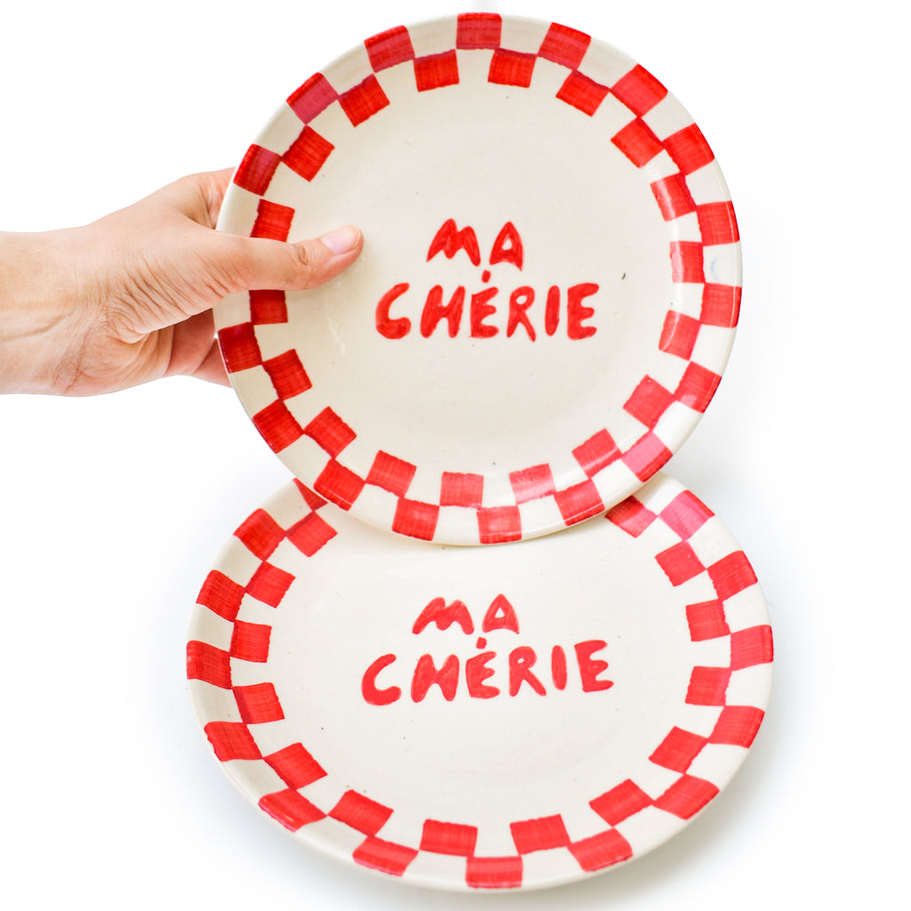 Cute Dessert Plate -  Ma cherie (Red)