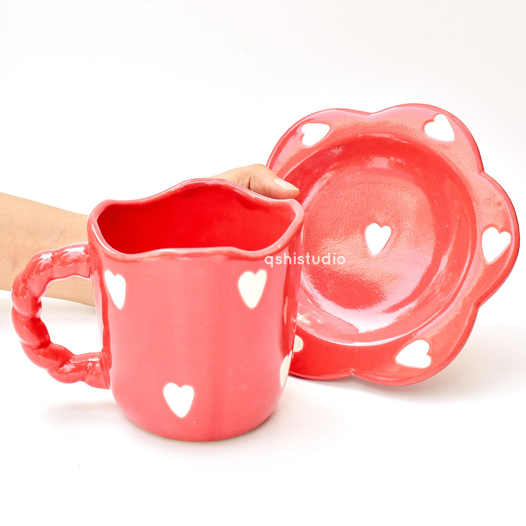 Red love Tea Cup & Coaster Set