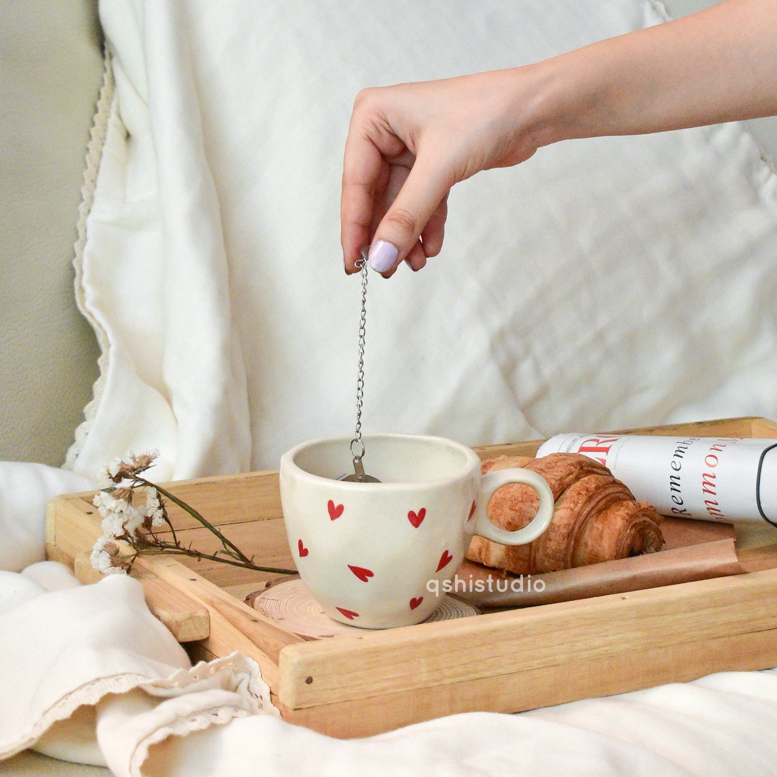 Romantic Handmade Ceramic Coffee Mugs - Red Heart