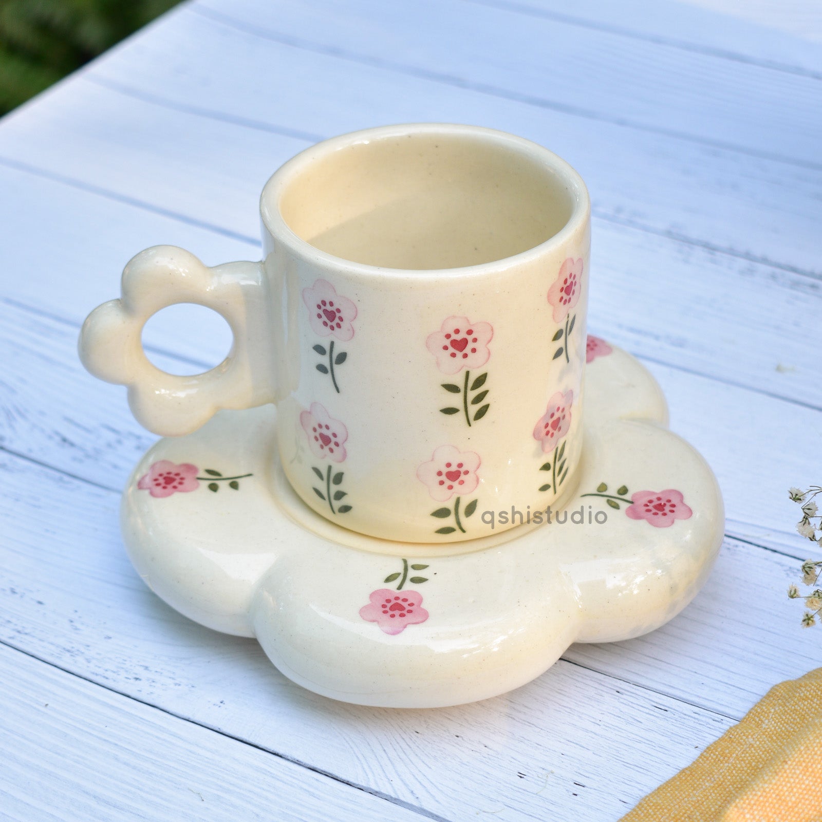 Coffee Ceramic Mug Saucer Set - Good Morning