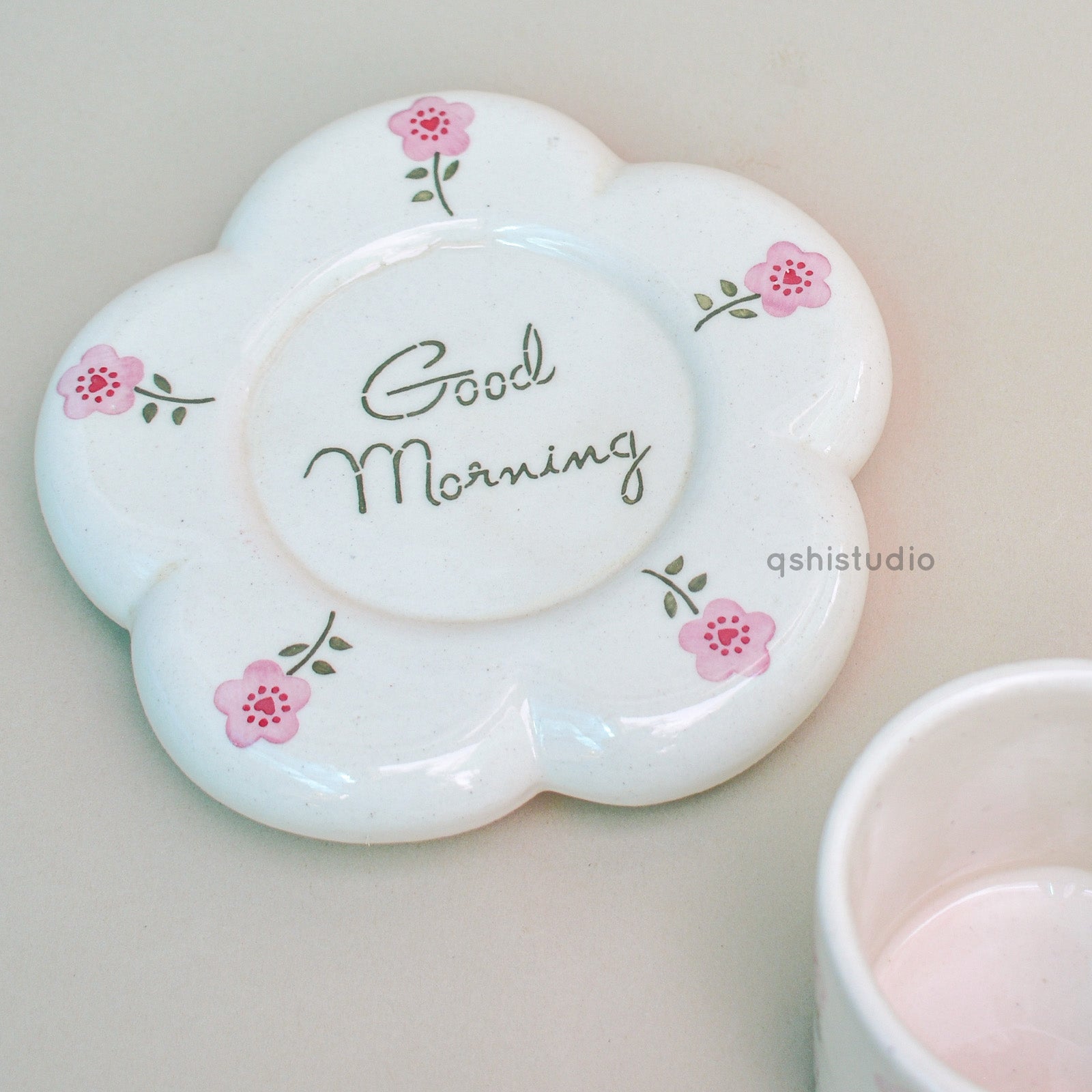 Coffee Ceramic Mug Saucer Set - Good Morning