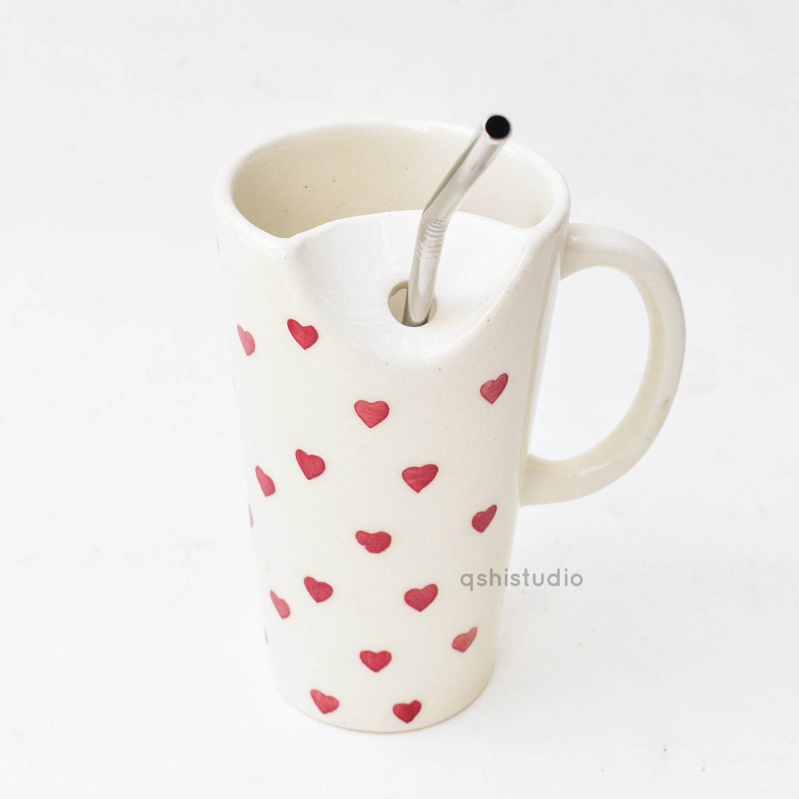Aesthetic Tall Tumbler Mug with Straw - Cute Heart