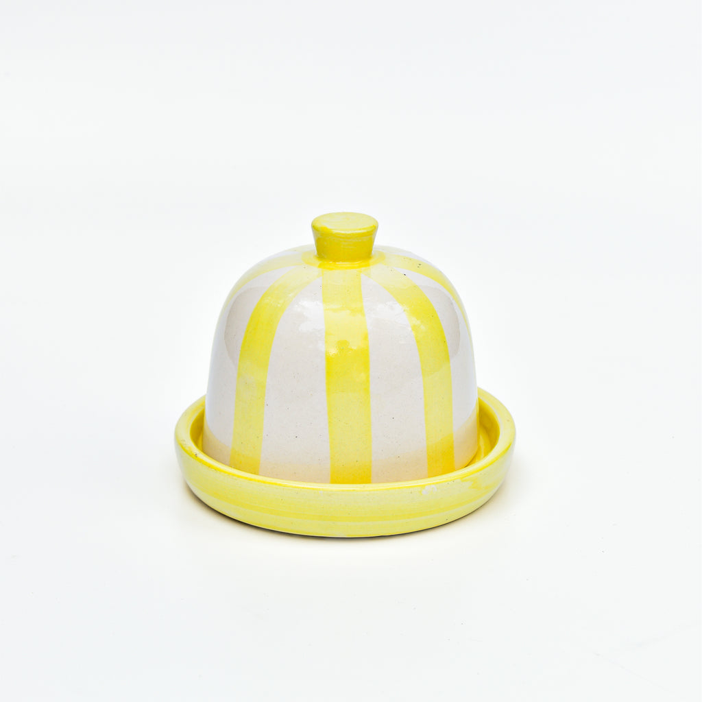 Ceramic Butter Dish - Yellow Stripe