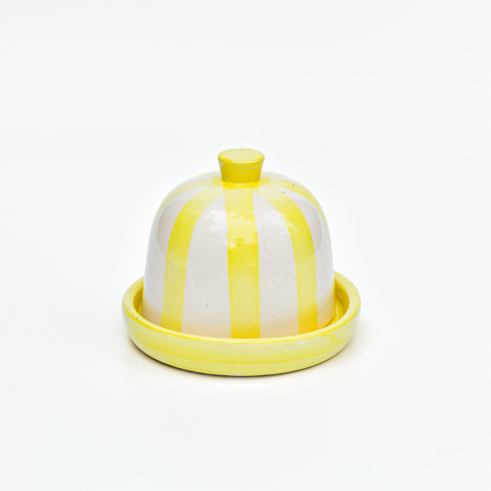 Ceramic Butter Dish - Yellow Stripe