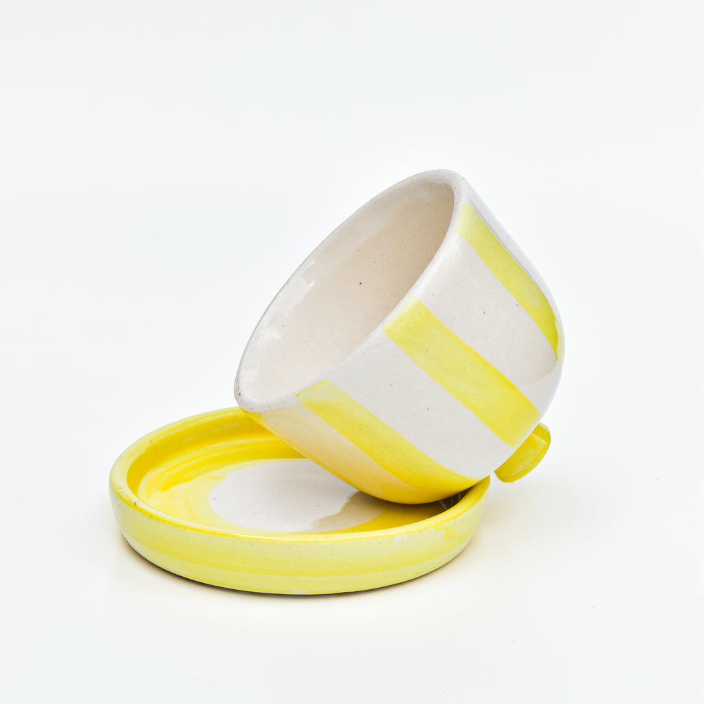 Ceramic Butter Dish - Yellow Stripe