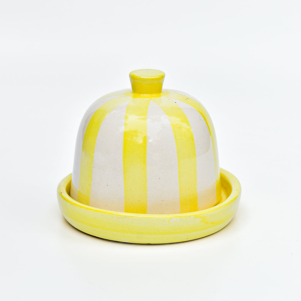 Ceramic Butter Dish - Yellow Stripe