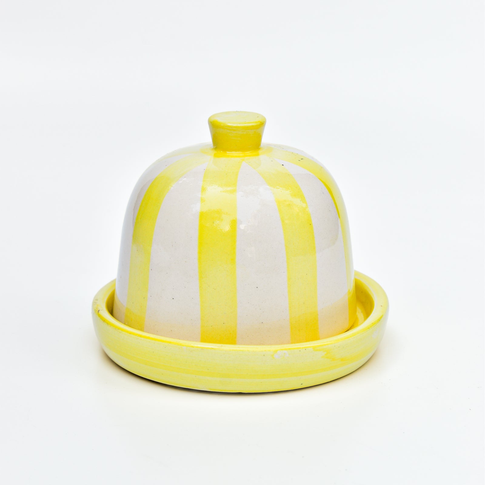 Ceramic Butter Dish - Yellow Stripe