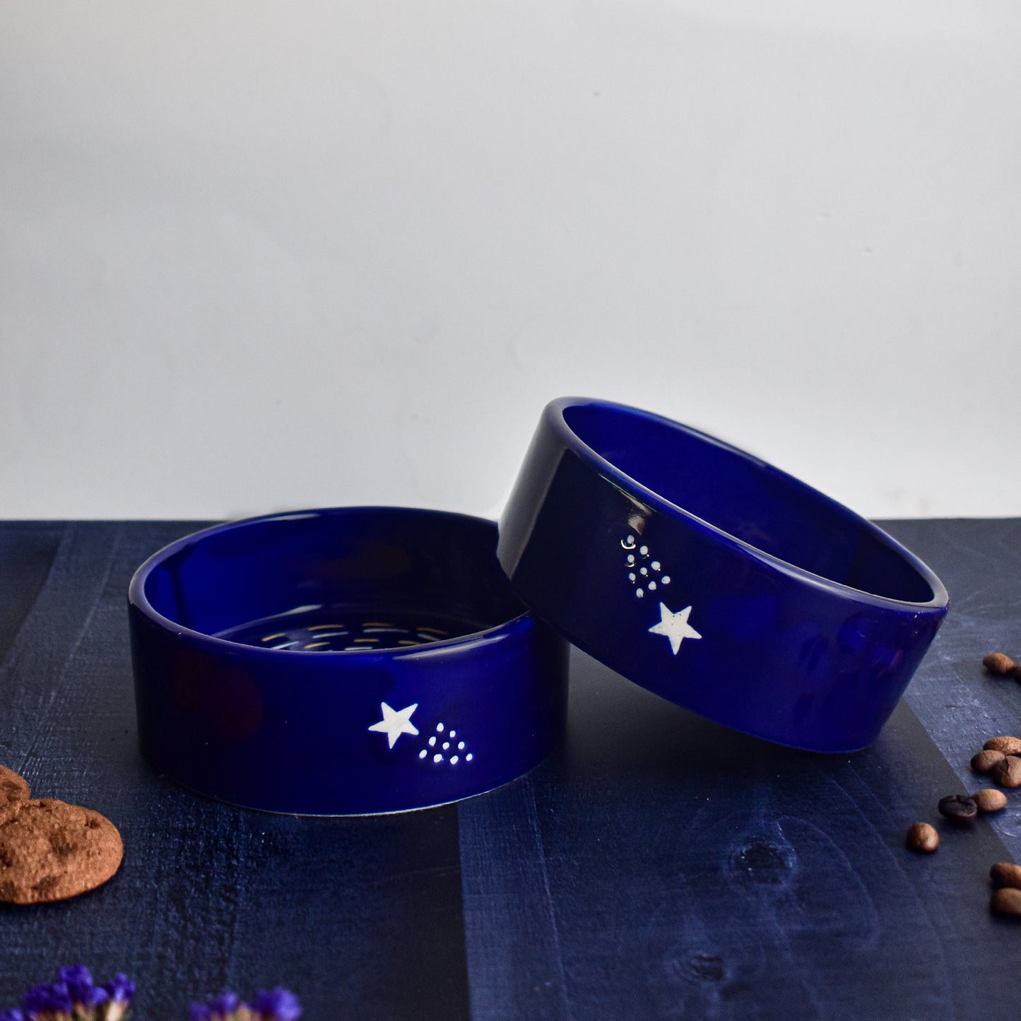 starry night ceramic breakfast bowl