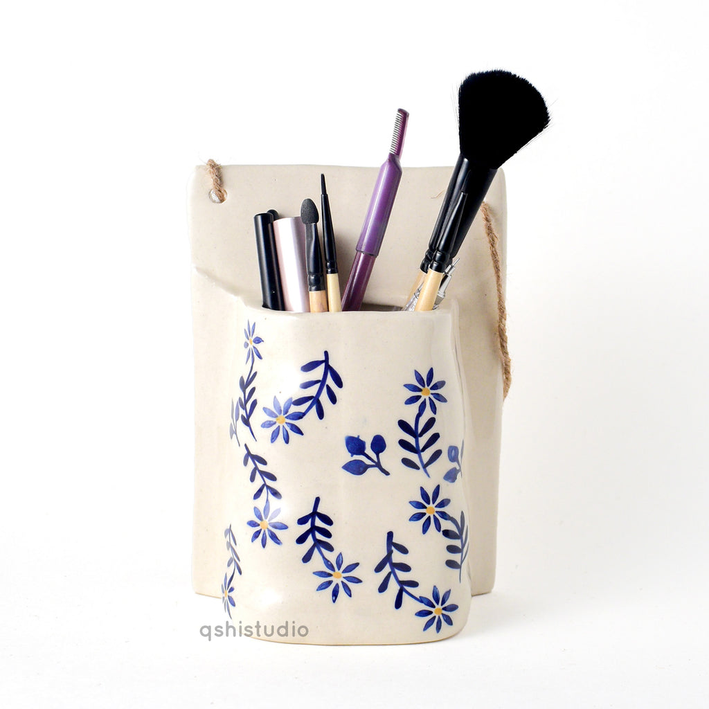 Ceramic Wall Planter - Indigo