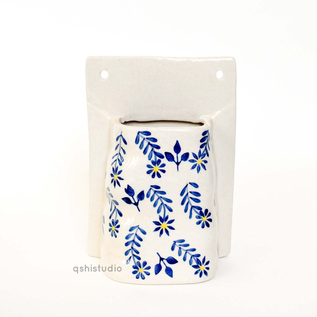 Ceramic Wall Planter - Indigo