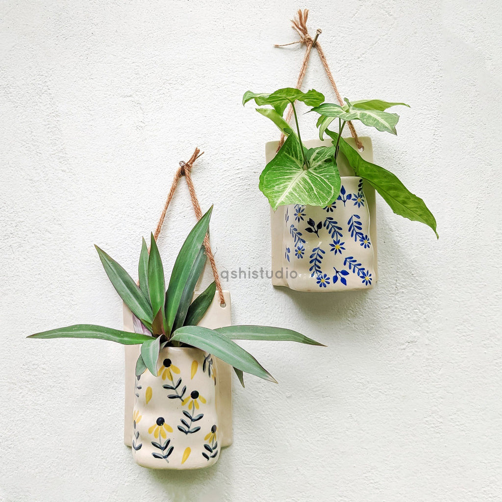Ceramic Wall Planter - Indigo