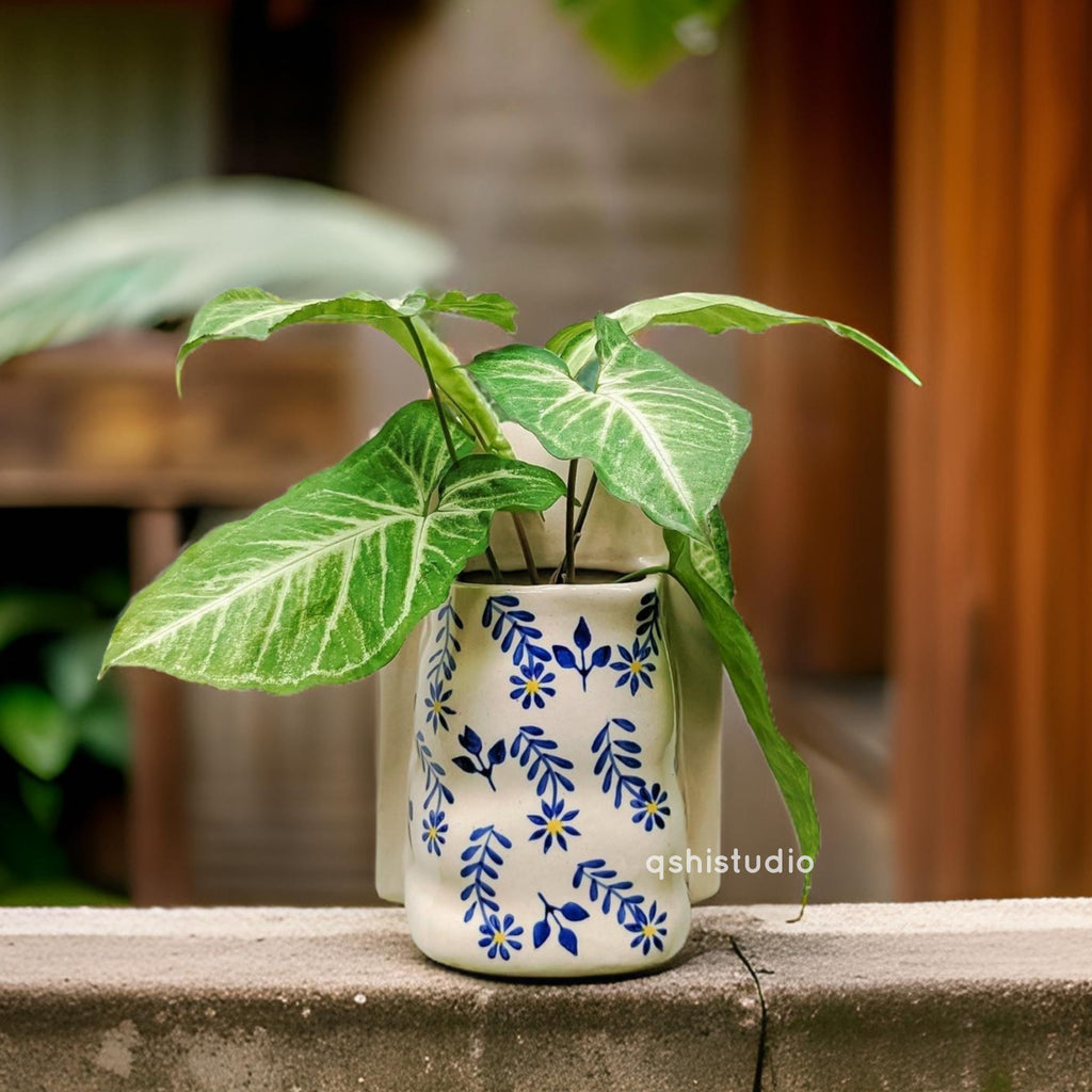 Ceramic Wall Planter - Indigo