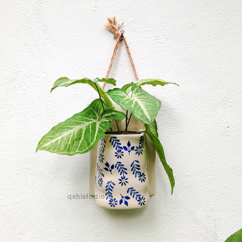 Ceramic Wall Planter - Indigo