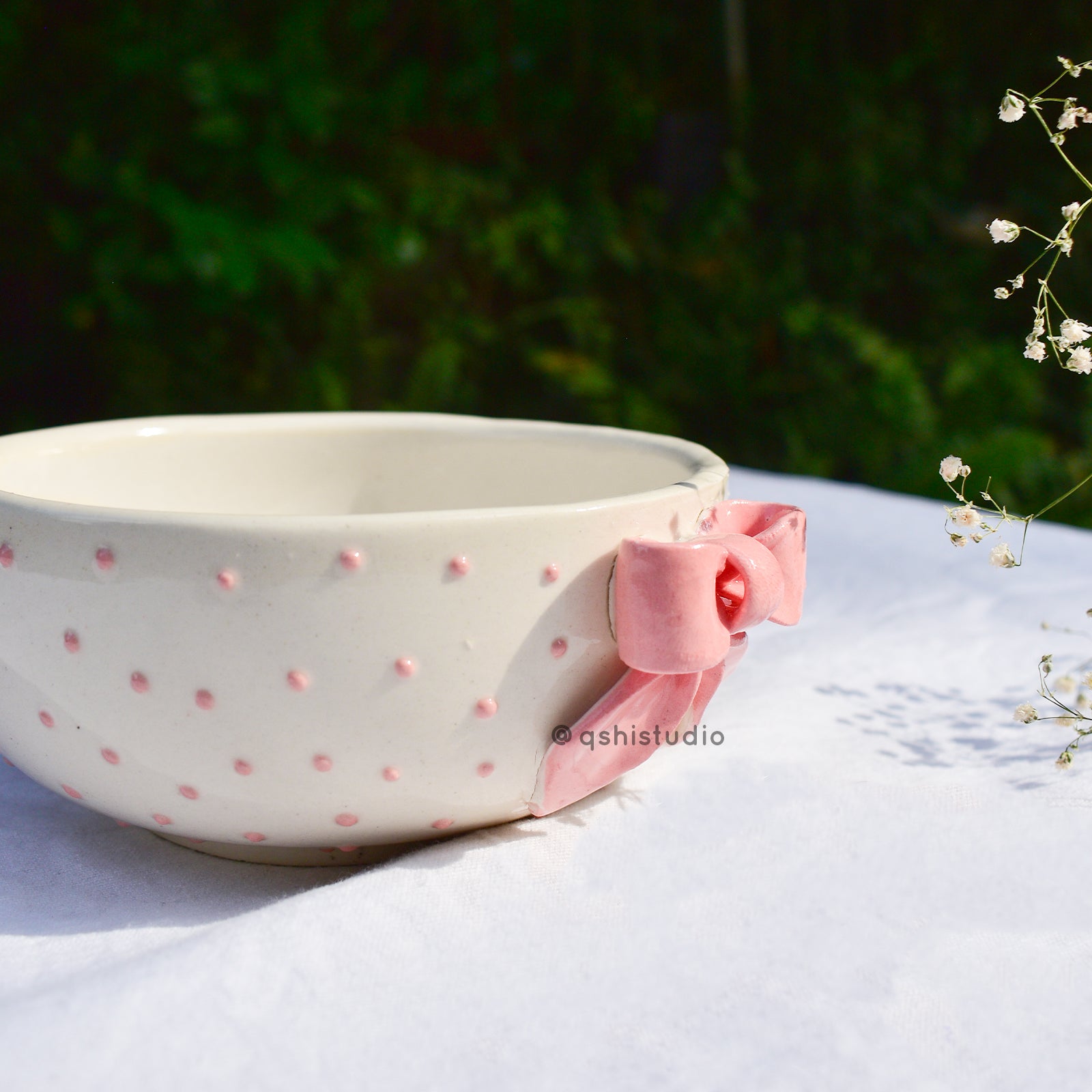 Ceramic Pinterest Bowl - Pink Bow