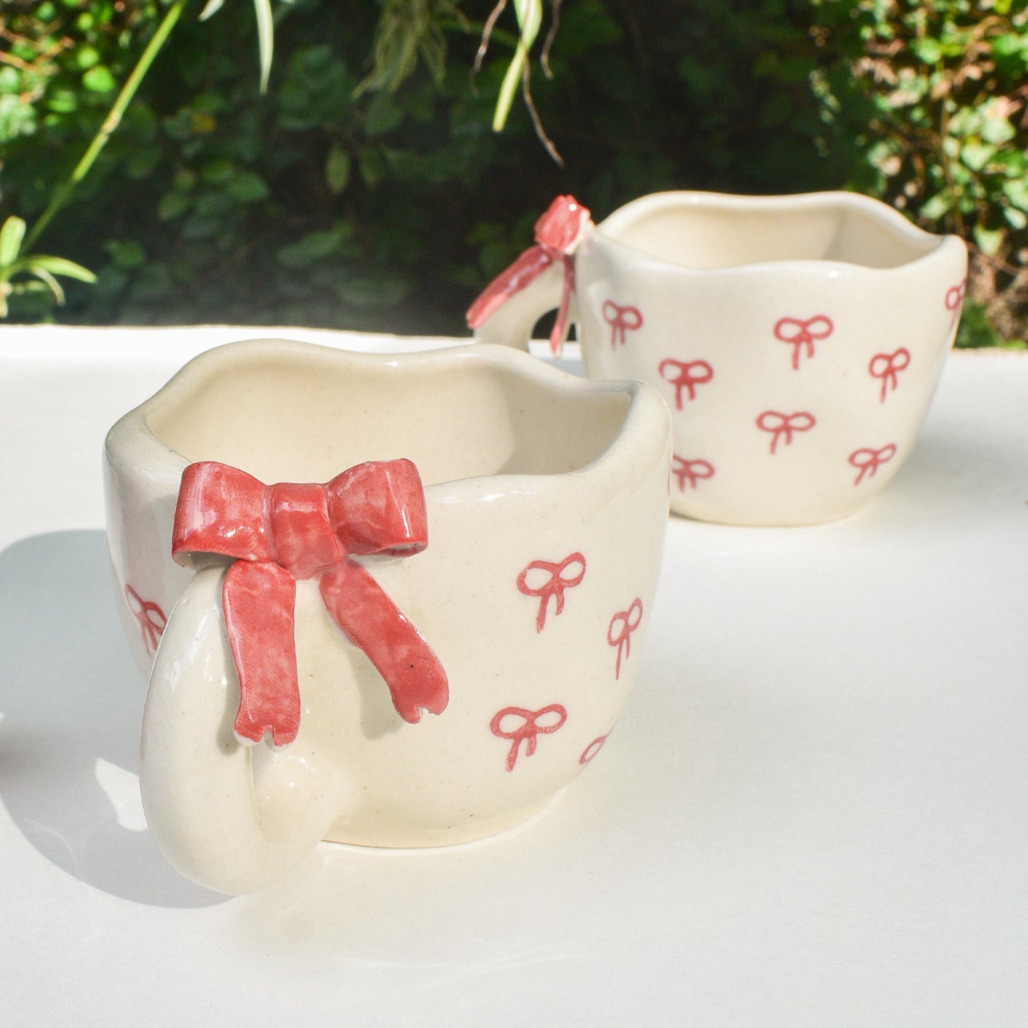 Cute Ceramic Mug - Red Bow